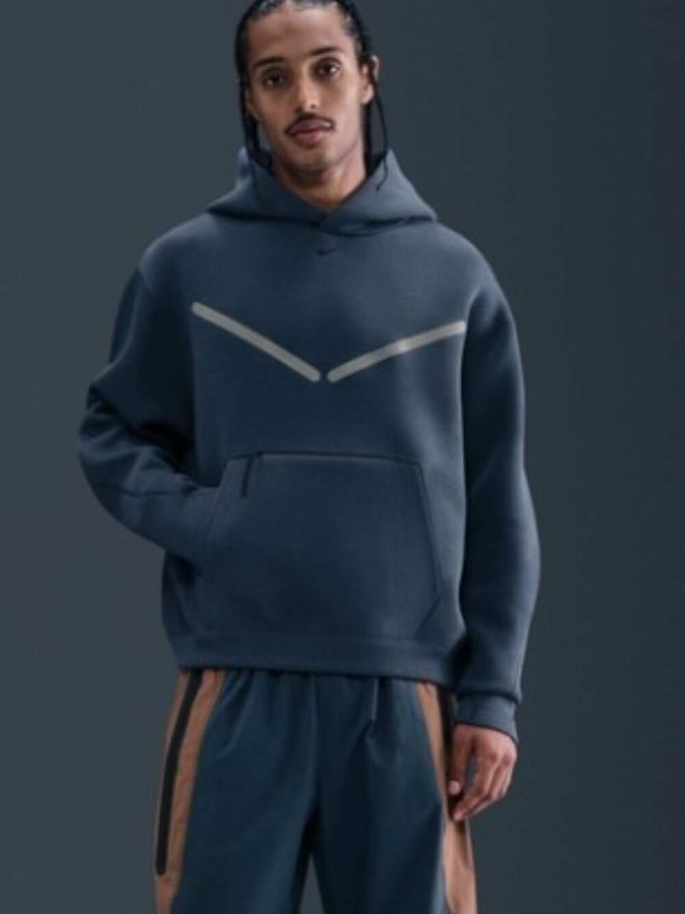 Nike Tech Pullover Hoodie Reflective Accents Thunder Blue/Blk HV1342-437 Men's M